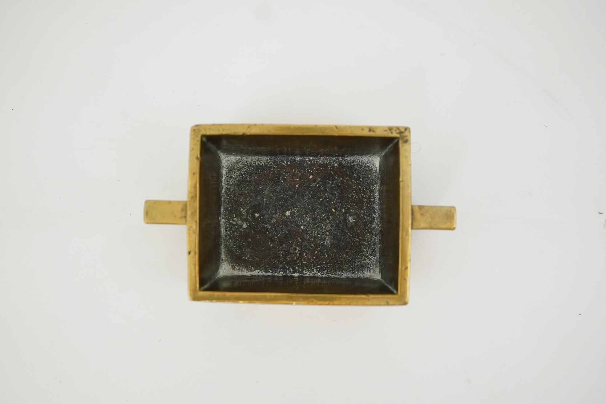 A Chinese bronze rectangular censer, fangding, Xuande mark, 18th century